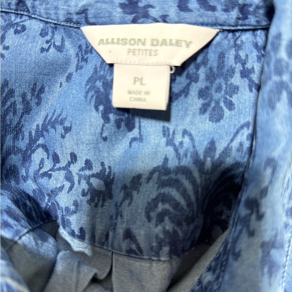 Allison Daley Navy Patterned Button Down Shirt - Picture 2 of 6